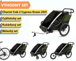 Thule Chariot Cab 2 Cypress Green 2022 + bike set + bìžecký set + koèárkový set